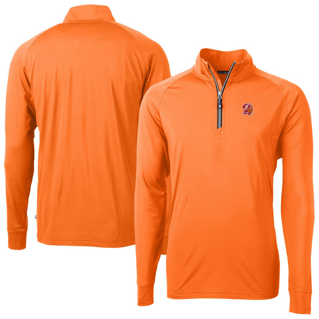Tampa Bay Buccaneers Cutter & Buck Adapt Eco DryTec Raglan Quarter-Zip Jacket - Orange Jackets
