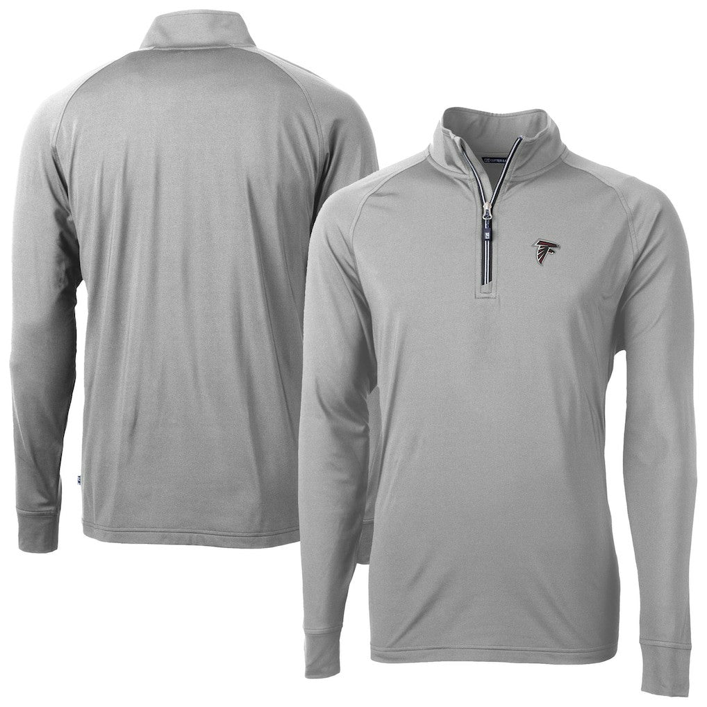 Atlanta Falcons Cutter & Buck Adapt Eco DryTec Raglan Quarter-Zip Jacket - Gray Jackets