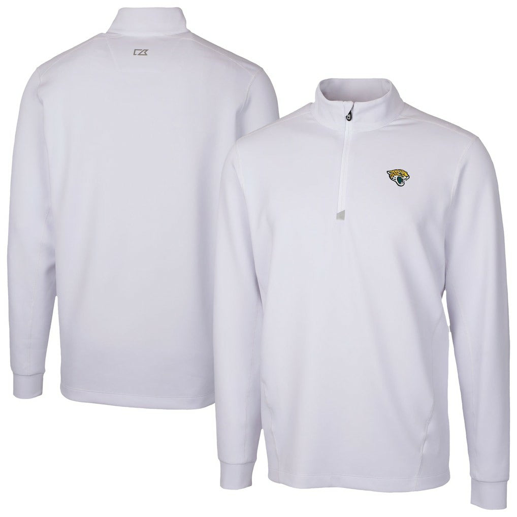 Jacksonville Jaguars Cutter & Buck Traverse Stretch Quarter-Zip Top - White Tops