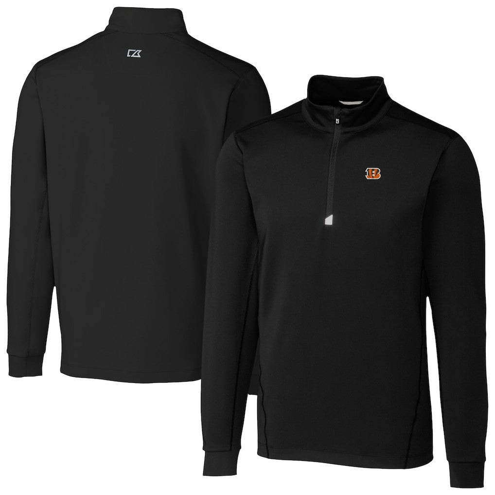 Cincinnati Bengals Cutter & Buck Traverse Stretch Quarter-Zip Top - Black Tops