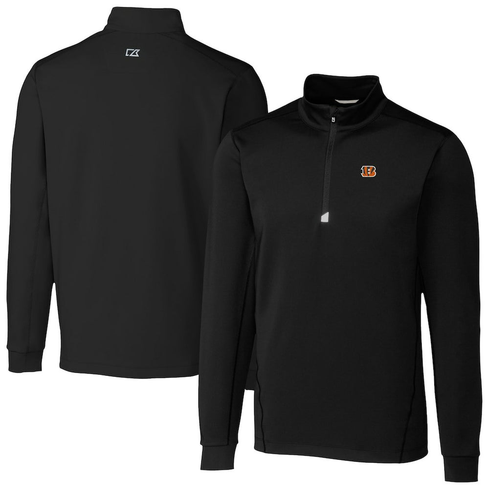 Cincinnati Bengals Cutter & Buck Traverse Stretch Quarter-Zip Top - Black Tops