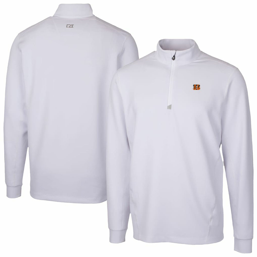 Cincinnati Bengals Cutter & Buck Traverse Stretch Quarter-Zip Top - White Tops