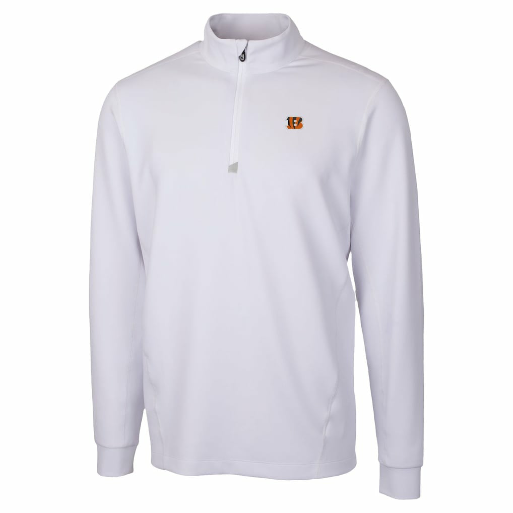 Cincinnati Bengals Cutter & Buck Traverse Stretch Quarter-Zip Top - White Tops