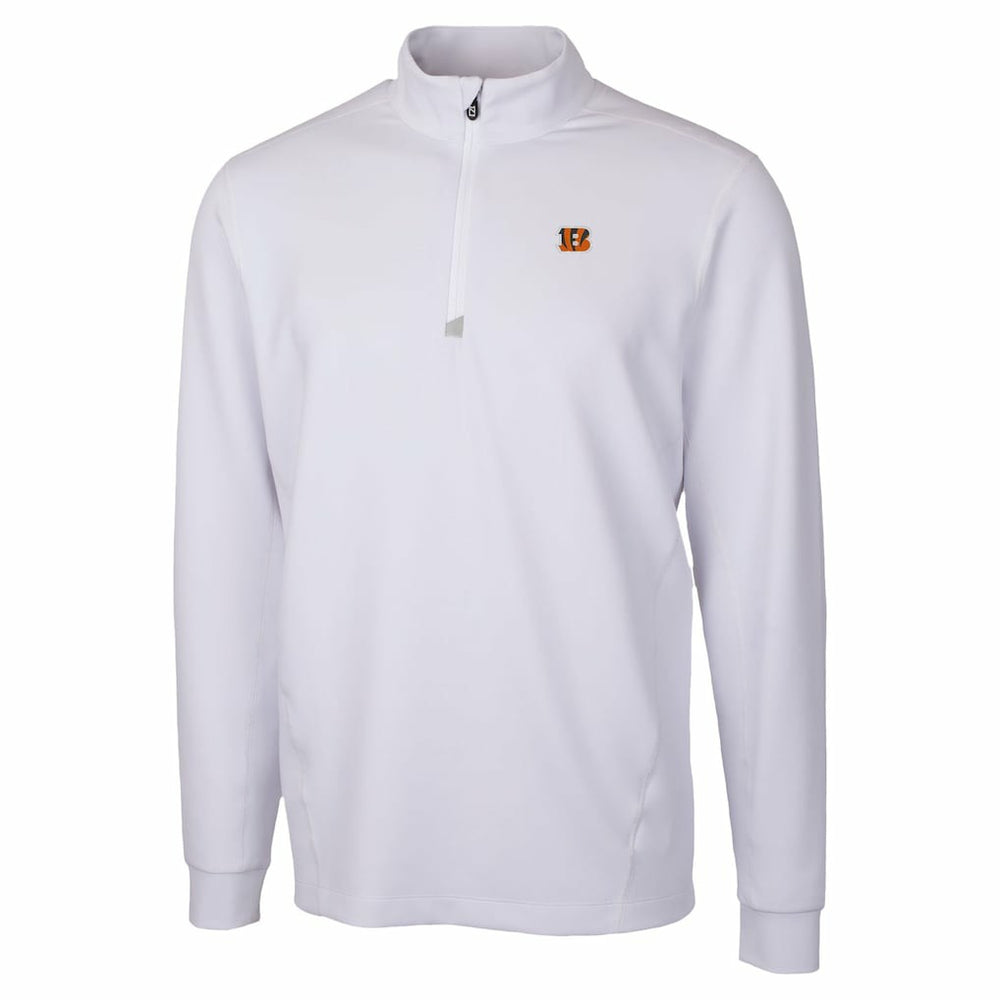 Cincinnati Bengals Cutter & Buck Traverse Stretch Quarter-Zip Top - White Tops