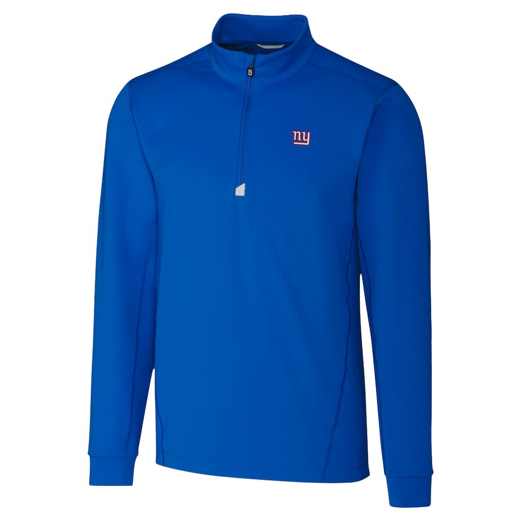 New York Giants Cutter & Buck Traverse Stretch Quarter-Zip Top - Royal Tops