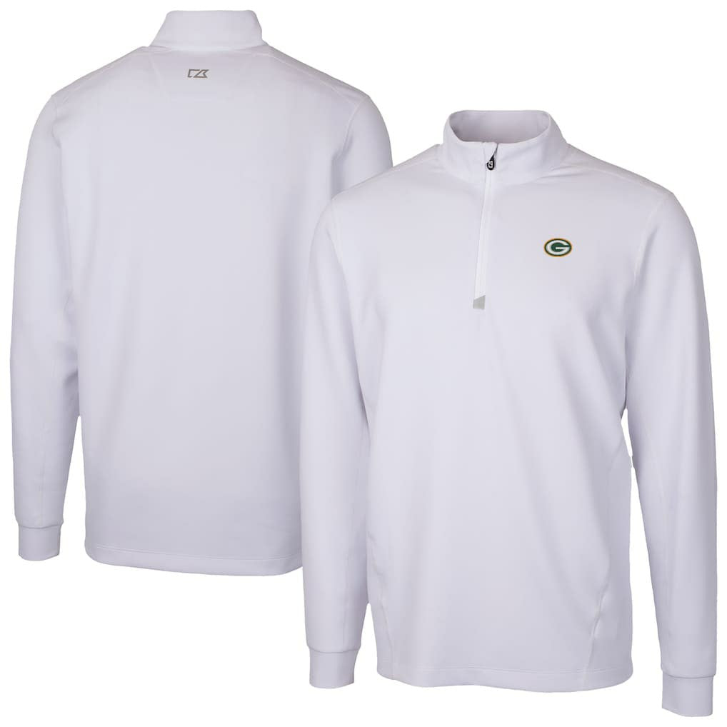 Green Bay Packers Cutter & Buck Traverse Stretch Quarter-Zip Top - White Tops