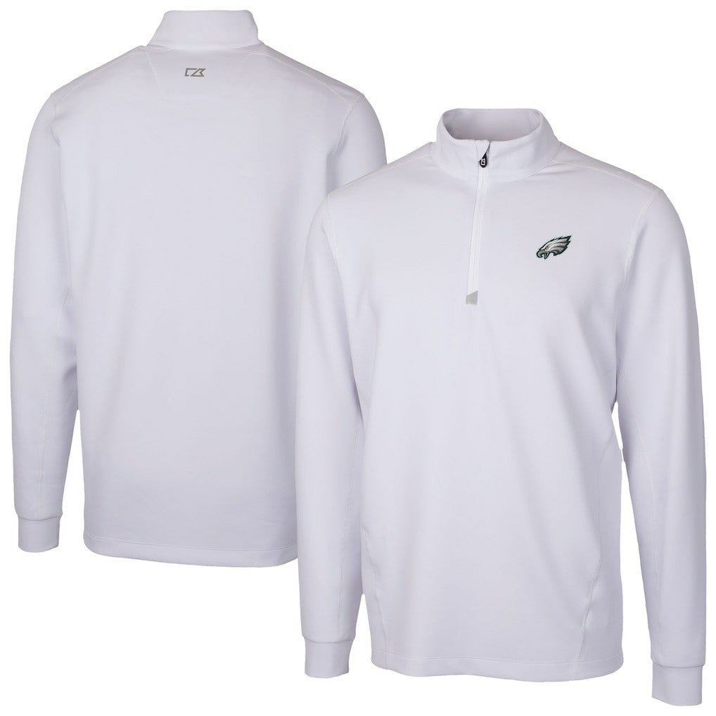 Philadelphia Eagles Cutter & Buck Traverse Stretch Quarter-Zip Top - White Tops