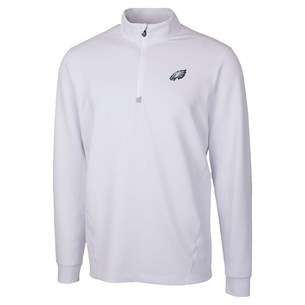 Philadelphia Eagles Cutter & Buck Traverse Stretch Quarter-Zip Top - White Tops