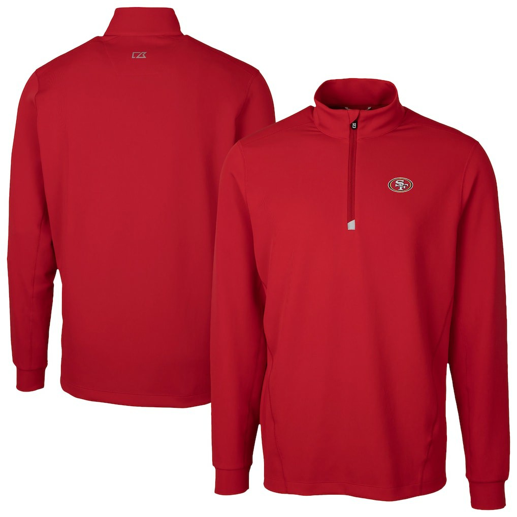 San Francisco 49ers Cutter & Buck Traverse Stretch Quarter-Zip Top - Red Tops
