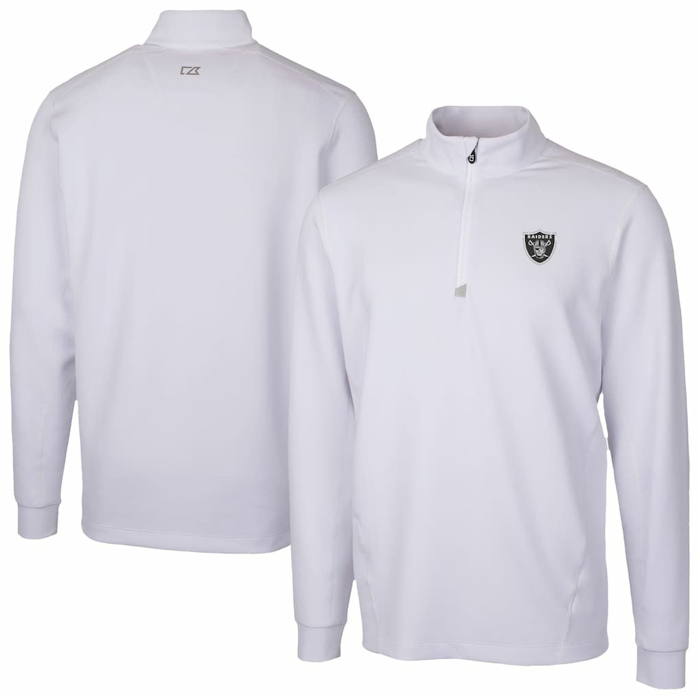 Las Vegas Raiders Cutter & Buck Traverse Stretch Quarter-Zip Top - White Tops