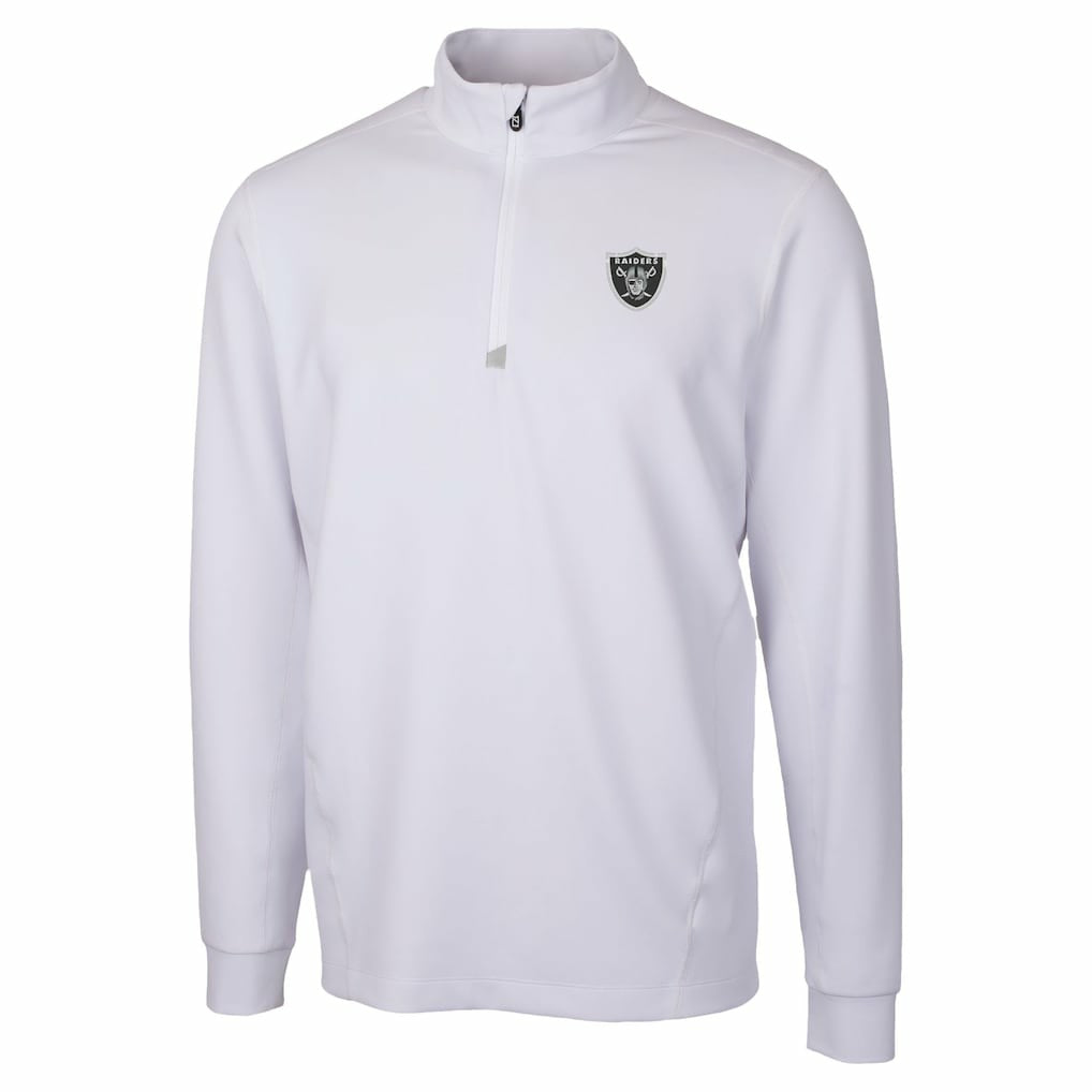 Las Vegas Raiders Cutter & Buck Traverse Stretch Quarter-Zip Top - White Tops