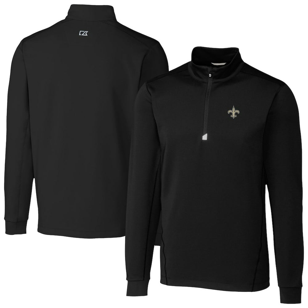 New Orleans Saints Cutter & Buck Traverse Stretch Quarter-Zip Top - Black Tops