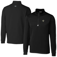 New Orleans Saints Cutter & Buck Traverse Stretch Quarter-Zip Top - Black Tops