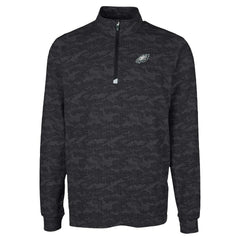Philadelphia Eagles Cutter & Buck Traverse Camo Print Stretch Quarter-Zip Top - Black Tops