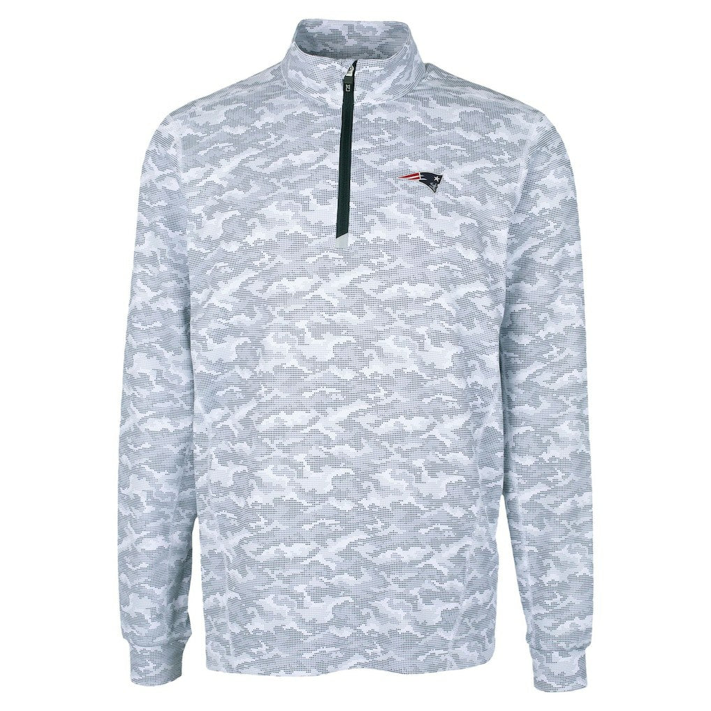 New England Patriots Cutter & Buck Traverse Camo Print Stretch Quarter-Zip Top - Charcoal Tops