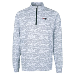 New England Patriots Cutter & Buck Traverse Camo Print Stretch Quarter-Zip Top - Charcoal Tops