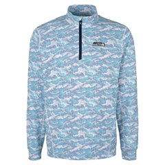 Seattle Seahawks Cutter & Buck Traverse Camo Print Stretch Quarter-Zip Top - Navy Tops