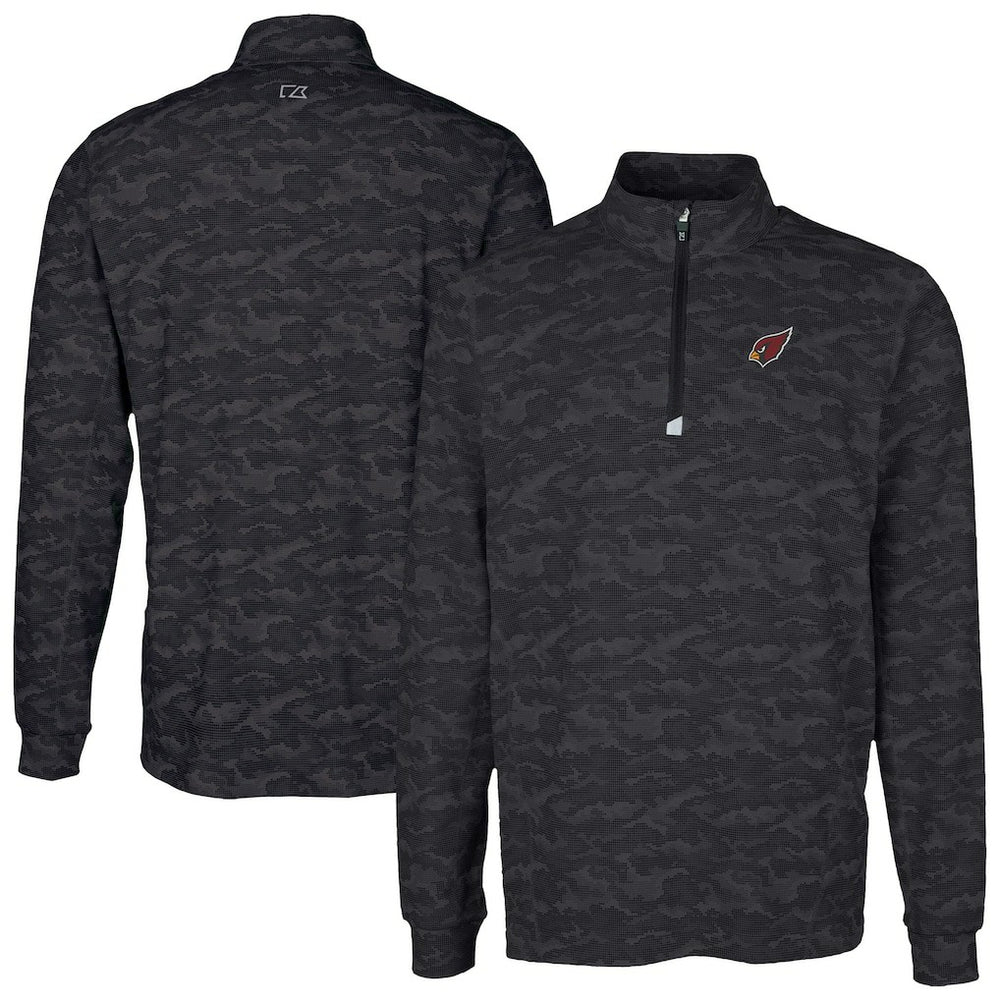 Arizona Cardinals Cutter & Buck Traverse Camo Print Stretch Quarter-Zip Top - Black Tops