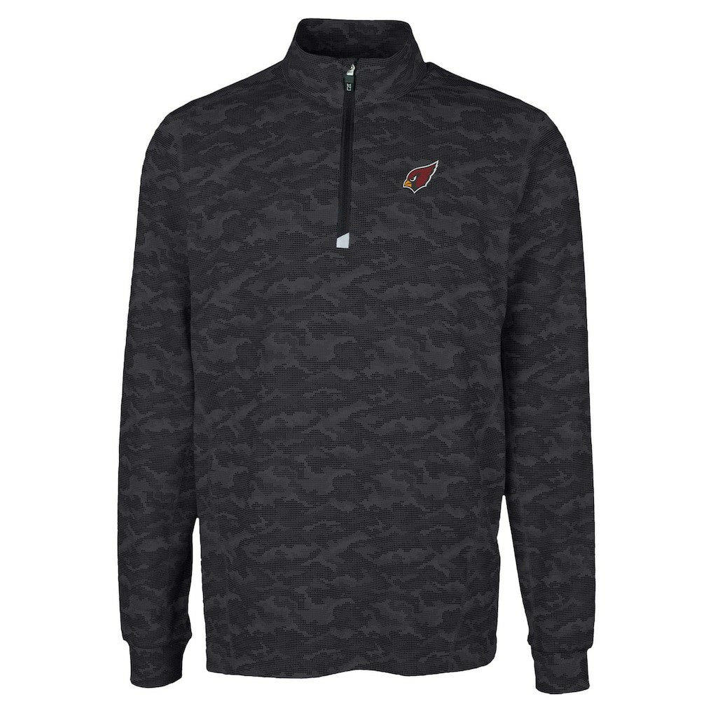 Arizona Cardinals Cutter & Buck Traverse Camo Print Stretch Quarter-Zip Top - Black Tops