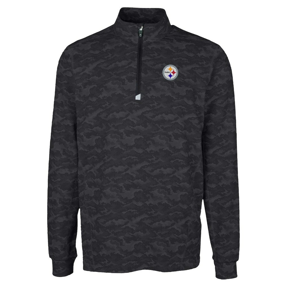Pittsburgh Steelers Cutter & Buck Traverse Camo Print Stretch Quarter-Zip Top - Black Tops