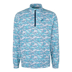 Detroit Lions Cutter & Buck Traverse Camo Print Stretch Quarter-Zip Pullover Top - Blue Pullover