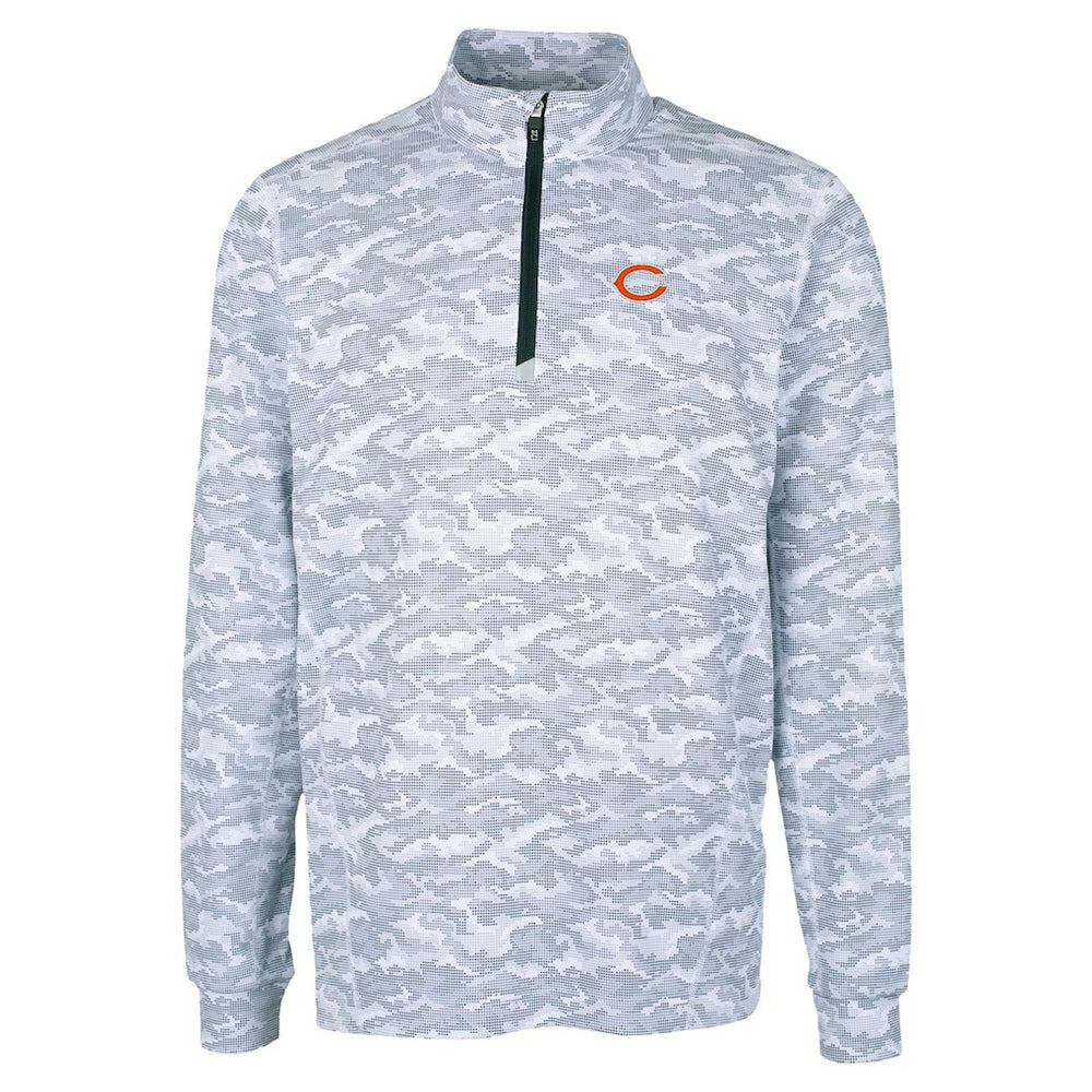 Chicago Bears Cutter & Buck Traverse Camo Print Stretch Quarter-Zip Top - Charcoal Tops