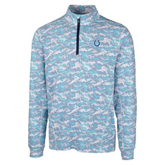 Indianapolis Colts Cutter & Buck Traverse Camo Print Stretch Quarter-Zip Pullover Top - Blue Pullover