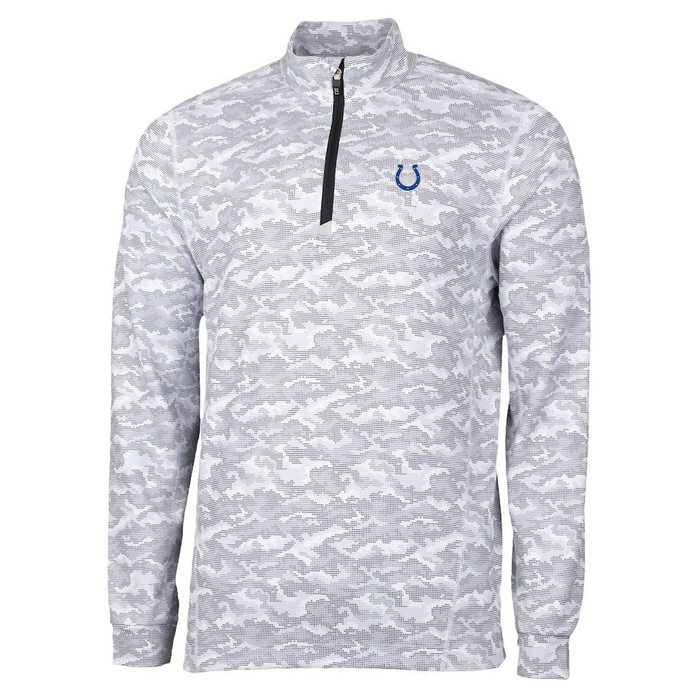 Indianapolis Colts Cutter & Buck Traverse Camo Print Stretch Quarter-Zip Top - Charcoal Tops