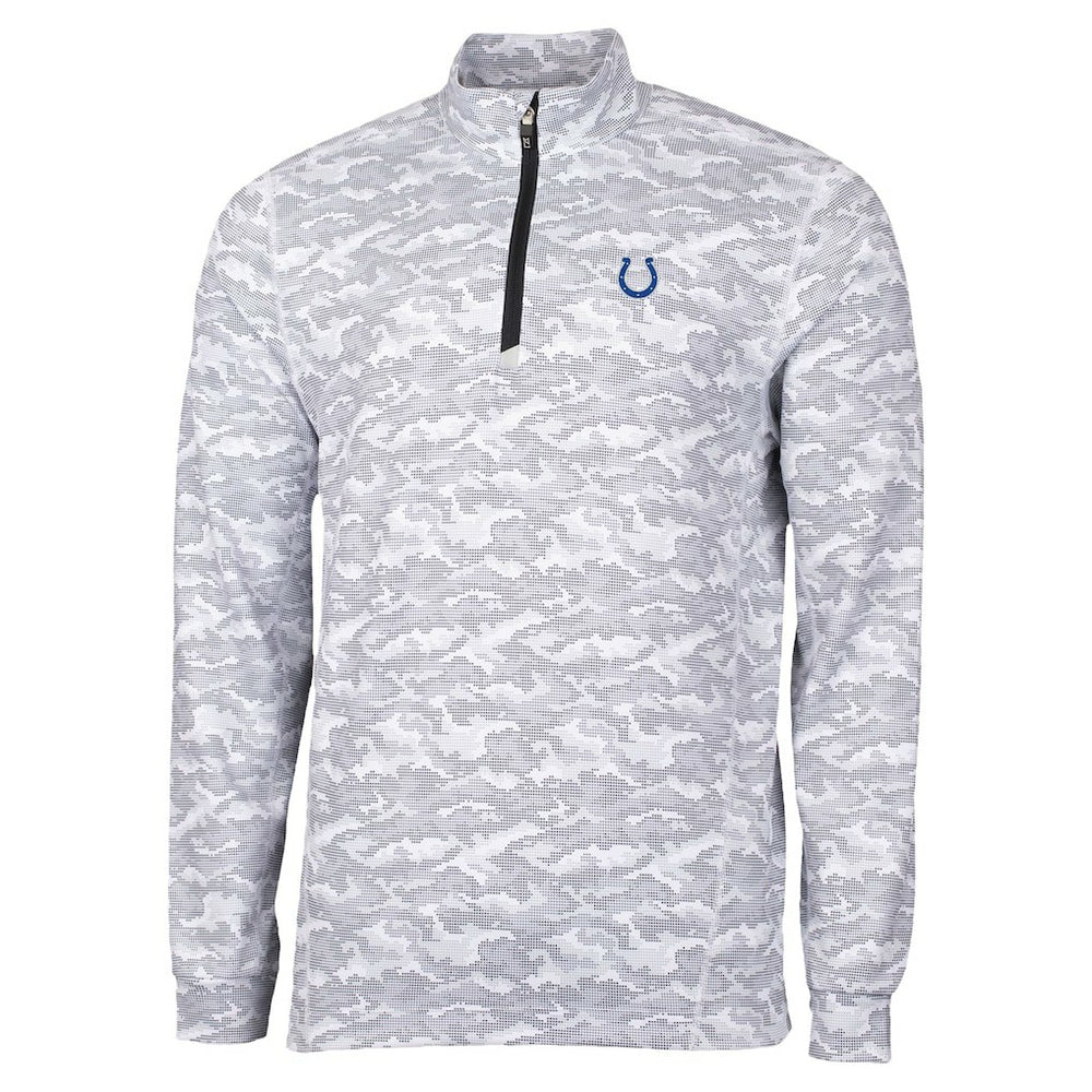 Indianapolis Colts Cutter & Buck Traverse Camo Print Stretch Quarter-Zip Top - Charcoal Tops