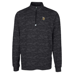Minnesota Vikings Cutter & Buck Traverse Camo Print Stretch Quarter-Zip Top - Black Tops