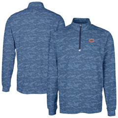 Chicago Bears Cutter & Buck Traverse Camo Print Stretch Quarter-Zip Top - Navy Tops