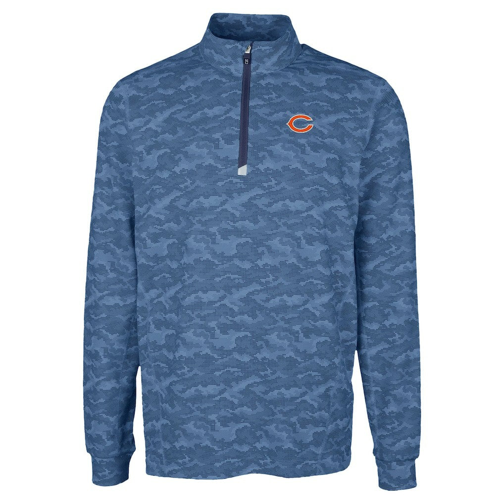 Chicago Bears Cutter & Buck Traverse Camo Print Stretch Quarter-Zip Top - Navy Tops