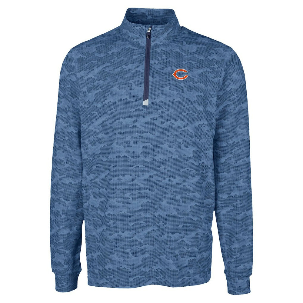 Chicago Bears Cutter & Buck Traverse Camo Print Stretch Quarter-Zip Top - Navy Tops