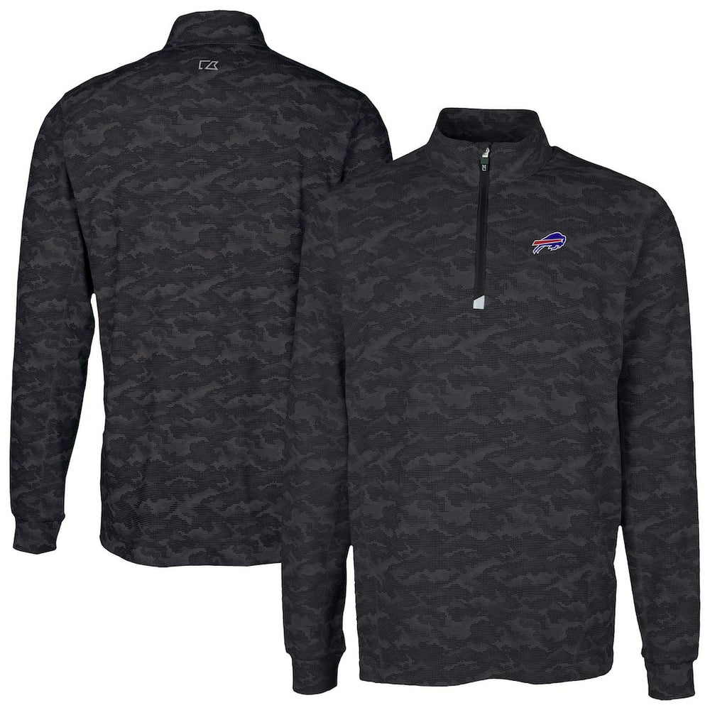 Buffalo Bills Cutter & Buck Traverse Camo Print Stretch Quarter-Zip Top - Black Tops
