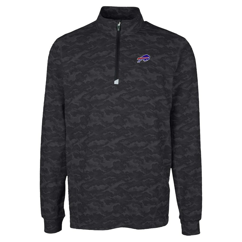 Buffalo Bills Cutter & Buck Traverse Camo Print Stretch Quarter-Zip Top - Black Tops