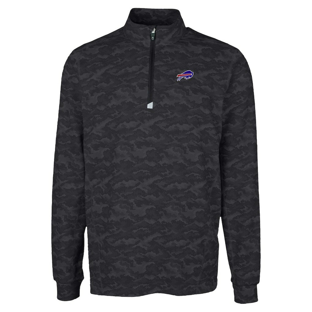 Buffalo Bills Cutter & Buck Traverse Camo Print Stretch Quarter-Zip Top - Black Tops