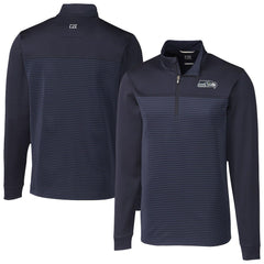 Seattle Seahawks Cutter & Buck Traverse Stripe Stretch DryTec Quarter-Zip Top - Navy Tops