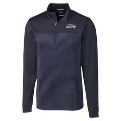 Seattle Seahawks Cutter & Buck Traverse Stripe Stretch DryTec Quarter-Zip Top - Navy Tops