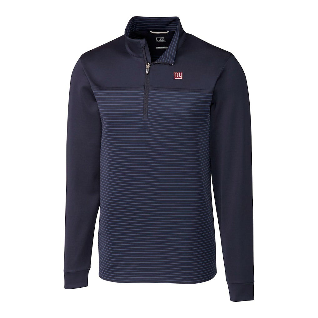 New York Giants Cutter & Buck Traverse Stripe Stretch DryTec Quarter-Zip Top - Navy Tops