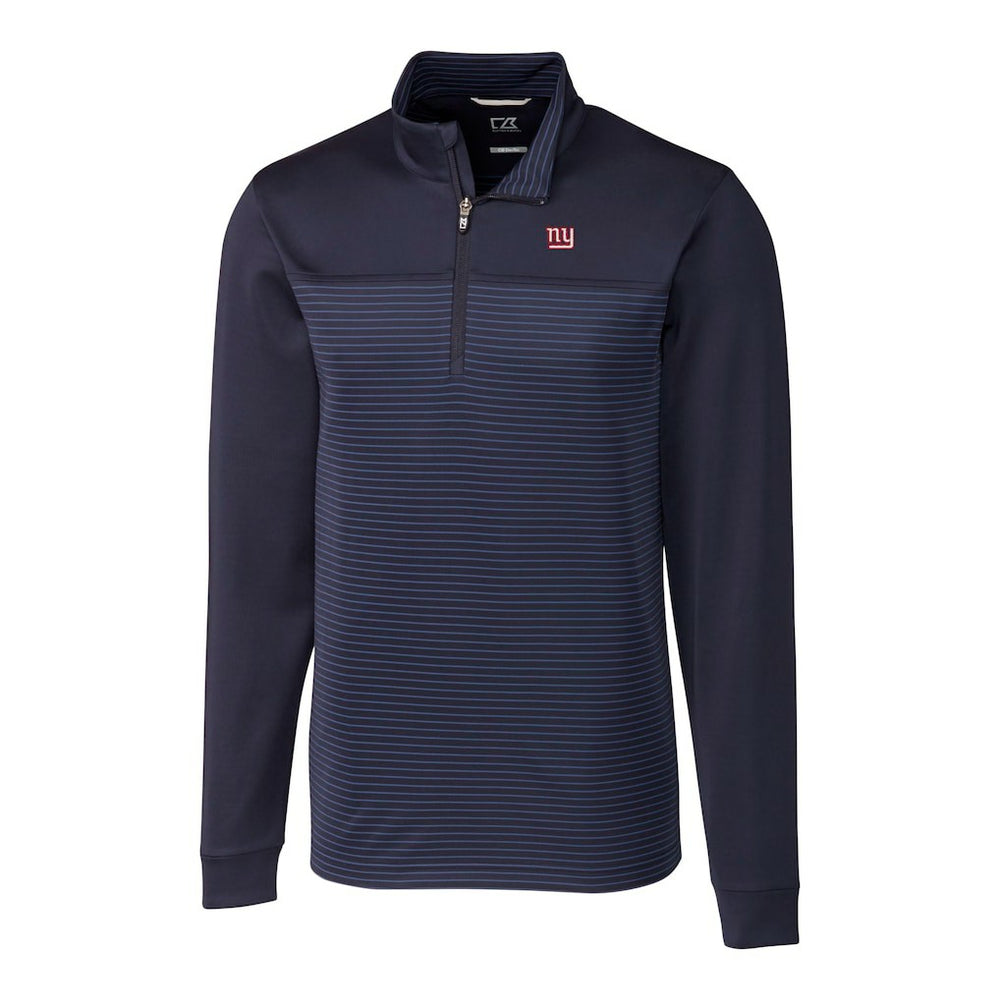 New York Giants Cutter & Buck Traverse Stripe Stretch DryTec Quarter-Zip Top - Navy Tops
