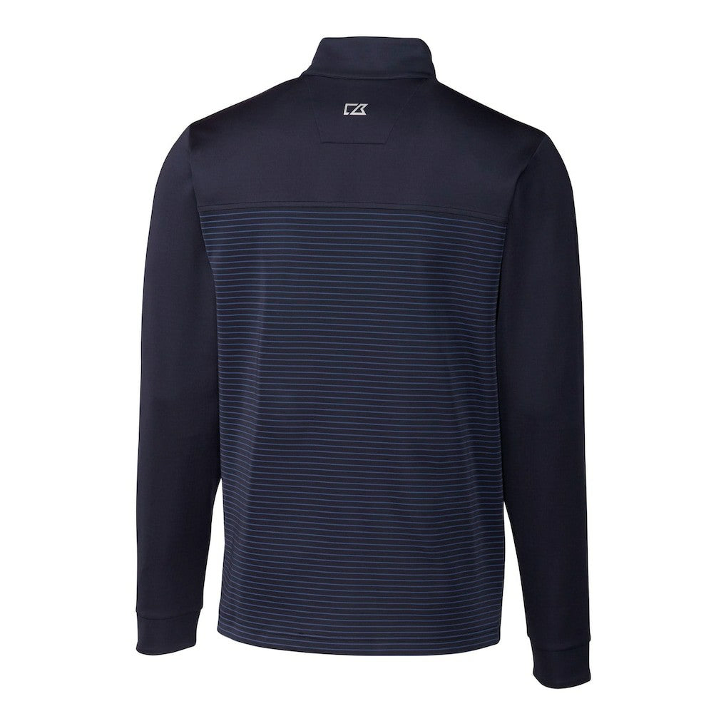 New York Giants Cutter & Buck Traverse Stripe Stretch DryTec Quarter-Zip Top - Navy Tops