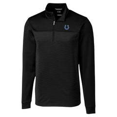 Indianapolis Colts Cutter & Buck Traverse Stripe Stretch DryTec Quarter-Zip Top - Black Tops