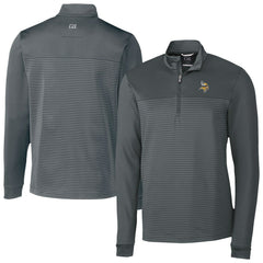Minnesota Vikings Cutter & Buck Traverse Stripe Stretch DryTec Quarter-Zip Top - Gray Tops