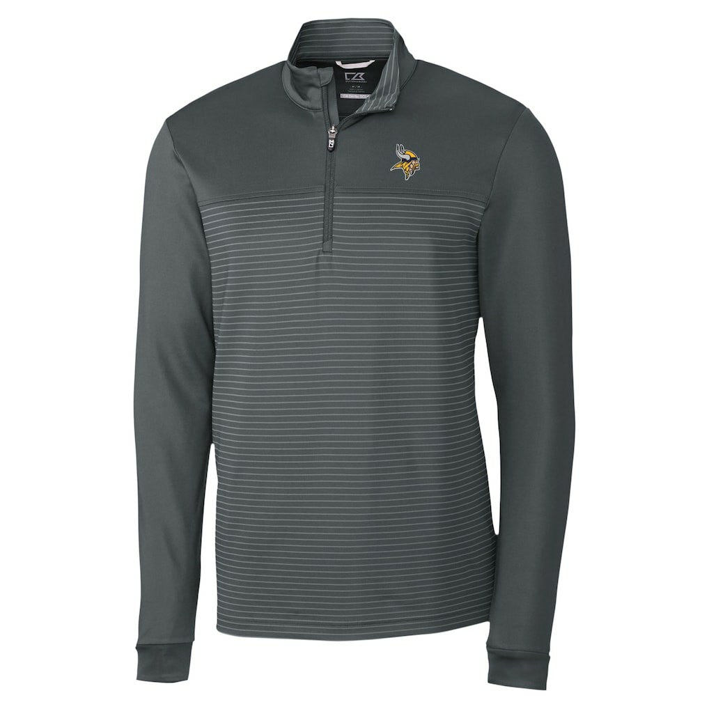 Minnesota Vikings Cutter & Buck Traverse Stripe Stretch DryTec Quarter-Zip Top - Gray Tops