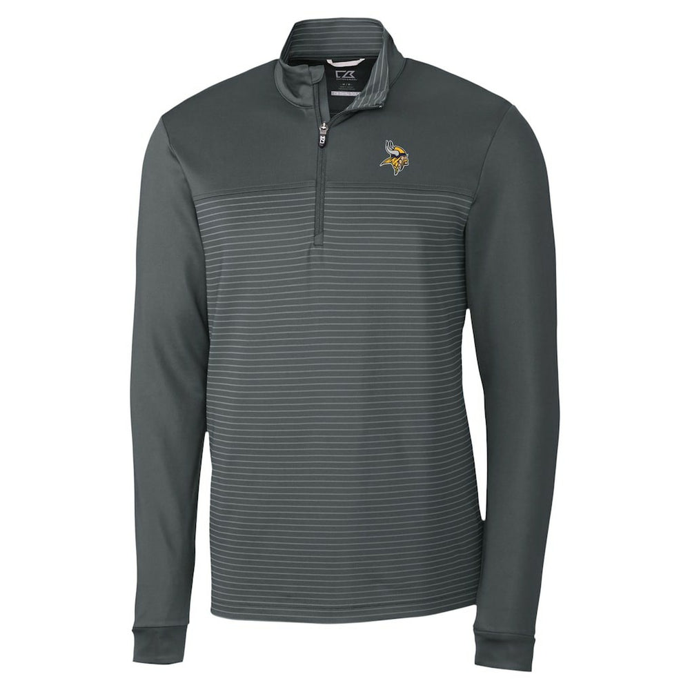 Minnesota Vikings Cutter & Buck Traverse Stripe Stretch DryTec Quarter-Zip Top - Gray Tops