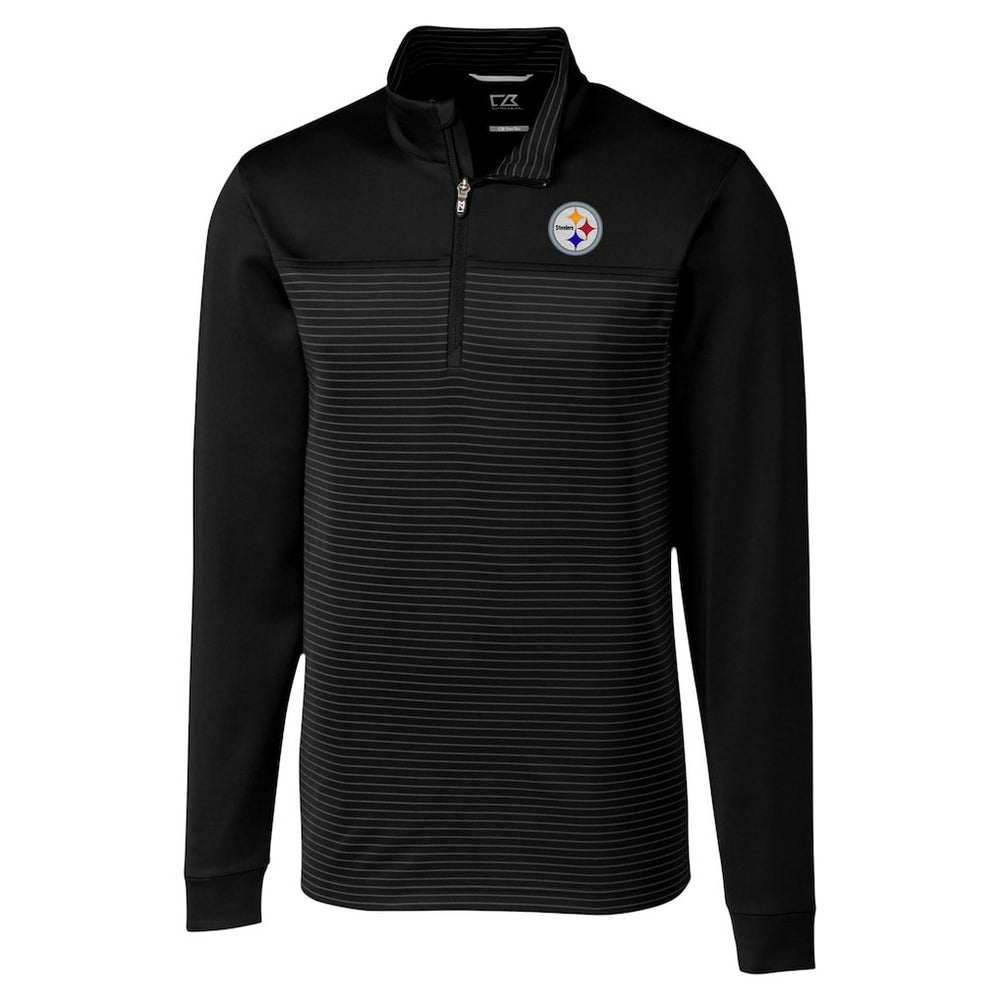 Pittsburgh Steelers Cutter & Buck Traverse Stripe Stretch DryTec Quarter-Zip Top - Black Tops