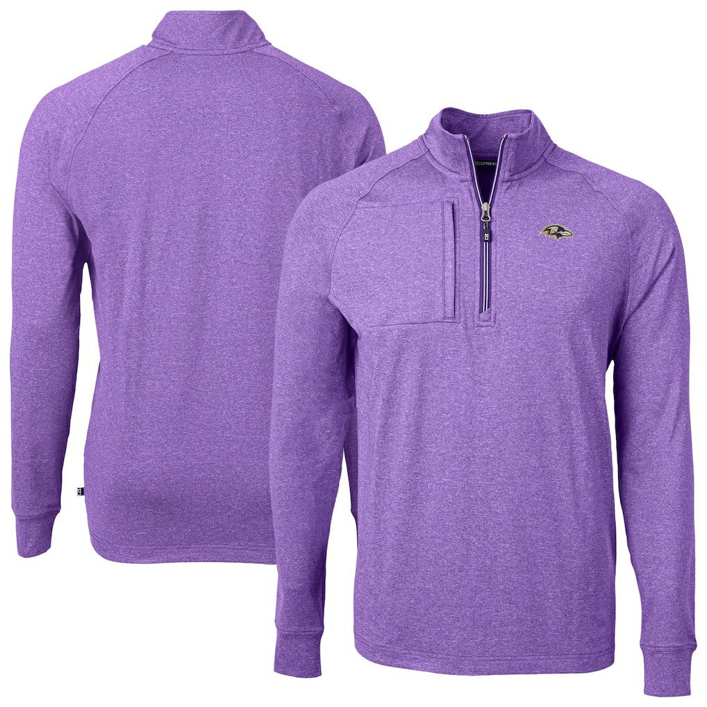 Baltimore Ravens Cutter & Buck Adapt Eco Raglan Quarter-Zip Jacket - Heather Purple Jackets