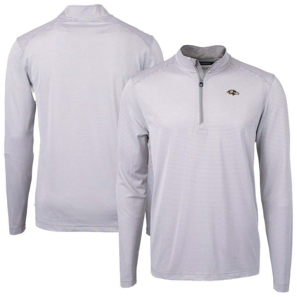 Baltimore Ravens Cutter & Buck Virtue Eco Pique Micro Stripe Quarter-Zip Jacket - Gray Jackets