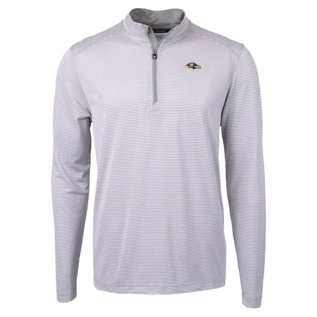 Baltimore Ravens Cutter & Buck Virtue Eco Pique Micro Stripe Quarter-Zip Jacket - Gray Jackets