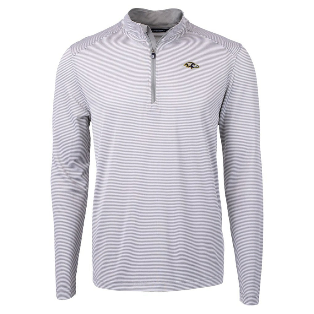 Baltimore Ravens Cutter & Buck Virtue Eco Pique Micro Stripe Quarter-Zip Jacket - Gray Jackets